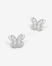 AURA Collection - Light-Seeking Butterfly Stud Earrings - Rhodium Plated - Designer Original