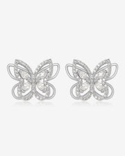 AURA Collection - Light-Seeking Butterfly Stud Earrings - Rhodium Plated - Designer Original