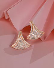 NOVA Series - Fan-shaped Earrings - Full Setting - 18K Gold Plated