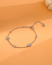 AURA Series - Twin Flower Bracelet - Two Options: Synthetic Zircon and Synthetic Blue Spinel - Light and Elegant