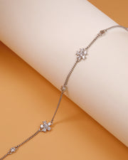 AURA Series - Twin Flower Bracelet - Two Options: Synthetic Zircon and Synthetic Blue Spinel - Light and Elegant