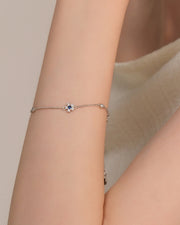 AURA Series - Twin Flower Bracelet - Two Options: Synthetic Zircon and Synthetic Blue Spinel - Light and Elegant