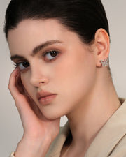 AURA Collection - Light-Seeking Butterfly Stud Earrings - Rhodium Plated - Designer Original