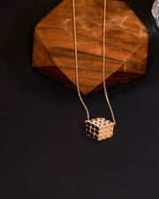 AURA Series - Triangular Cube Necklace - Obsidian - Rebellious Professional Style