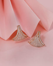 NOVA Series - Fan-shaped Earrings - Full Setting - 18K Gold Plated