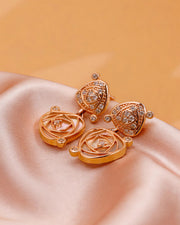 NOVA Collection — Blooming Earrings — Double Rose — Set with natural mother-of-pearl