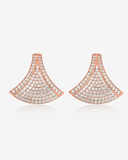 NOVA Series - Fan-shaped Earrings - Full Setting - 18K Gold Plated