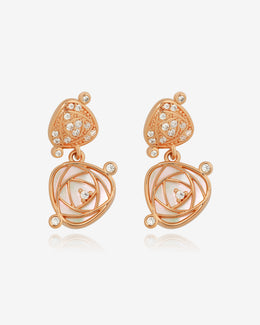 NOVA Collection — Blooming Earrings — Double Rose — Set with natural mother-of-pearl
