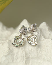 NOVA Collection — Blooming Earrings — Double Rose — Set with natural mother-of-pearl