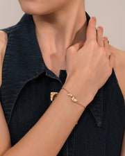 NOVA Collection - Blooming Bracelet - Single Rose - Inlaid with Natural Mother-of-Pearl