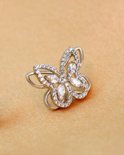 AURA Collection - Light-Seeking Butterfly Stud Earrings - Rhodium Plated - Designer Original