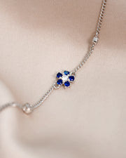 AURA Series - Twin Flower Bracelet - Two Options: Synthetic Zircon and Synthetic Blue Spinel - Light and Elegant