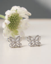 AURA Collection - Light-Seeking Butterfly Stud Earrings - Rhodium Plated - Designer Original